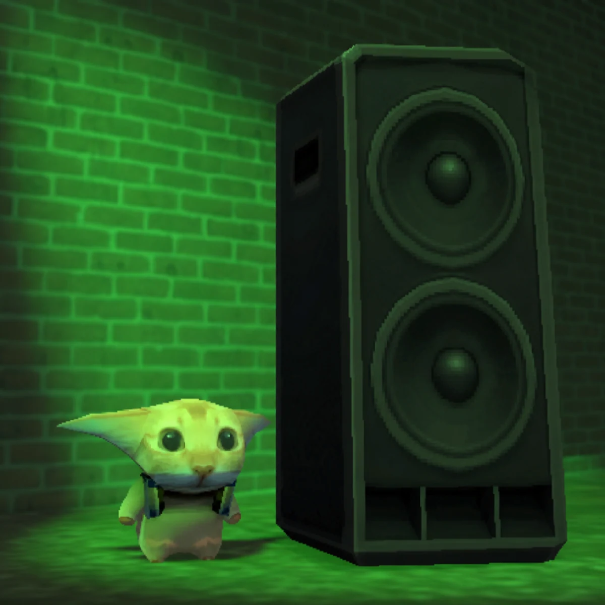 DJ Cat next to a huge speaker